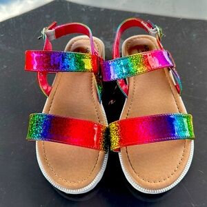 Girls size 1 Arizona rainbow memory foam sandals